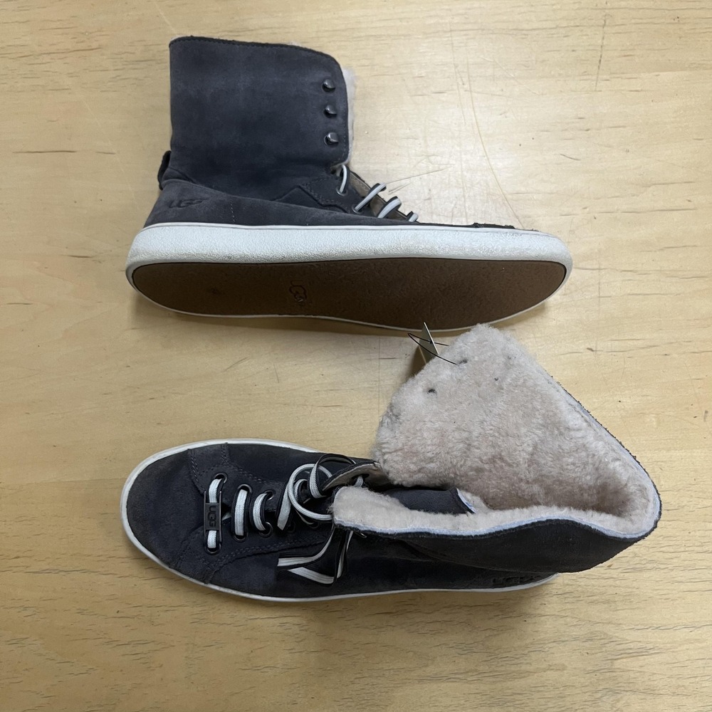 UGG Shoes Womens‎ Size 8 Gray Suede Shearling Lined High Top Sneakers Boots